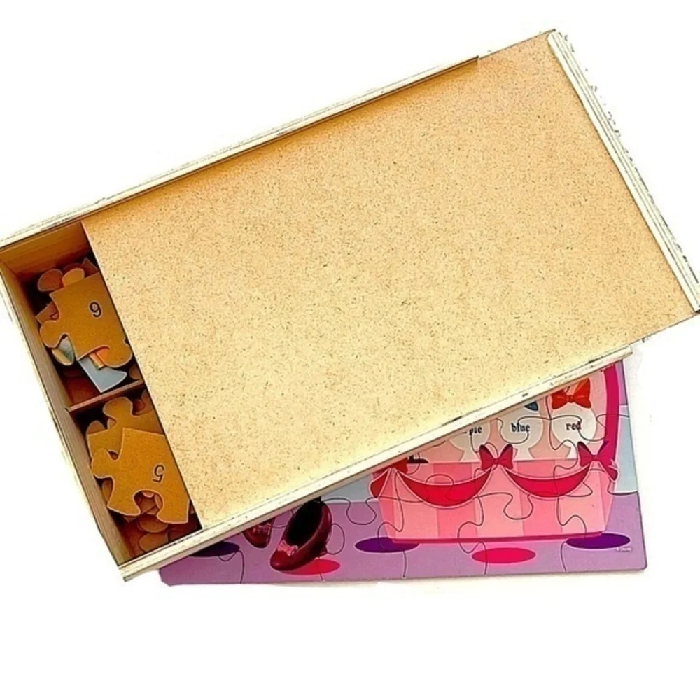 8 PUZZLES! - 24 PC EACH - w/ WOOD STORAGE BOX!